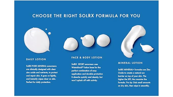 SolRX Pure Mineral SPF 50+ Sunscreen - 3.4oz Zinc Oxide Sunscreen with Vitamin E Reef Safe Daily Use for Face and Body