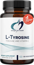 Designs for Health L-Tyrosine 1200mg - Tyrosine + 100mg Vitamin C Supplement - Dopamine Precursor Amino Acid Non-GMO (120 Capsules)