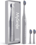 MySmile DY156 Electric Toothbrush for Adults Rechargeable Sonic Battery Toothbrush Portable with 3 Brush Heads 2 Mins 5 Modes Smart Timer 45000VPM One Charge for 60 Days ? Gray