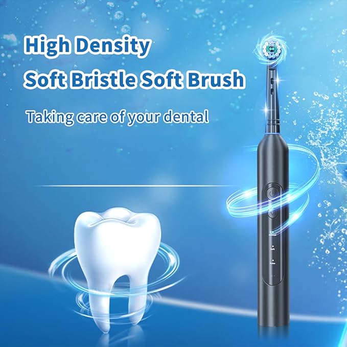 Deep Clean Rechargeable Electric Powered ToothbrushPressure Sensor to Protect Gums (Black)