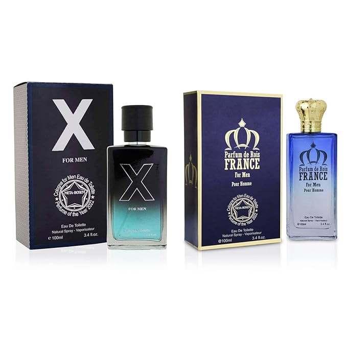 META-BOSEM X Men+Parfum de Rois France Men's Cologne Eau de Toilette Natural Spray - Masculine Scents - Modern Fragrance - Holiday Gift Set (Pack of 2) Each 3.4 Fl Oz Total 6.8 Fl Oz