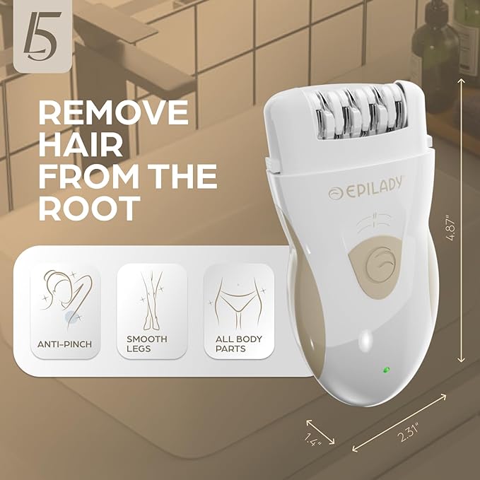 Epilady Legend 5 Rechargeable Cordless Epilator for Women 56-Tweezer Dual Speed Full Body Hair Removal Device for Legs Underarms Bikini &amp Face Long-Lasting Smooth Skin Travel Case Included