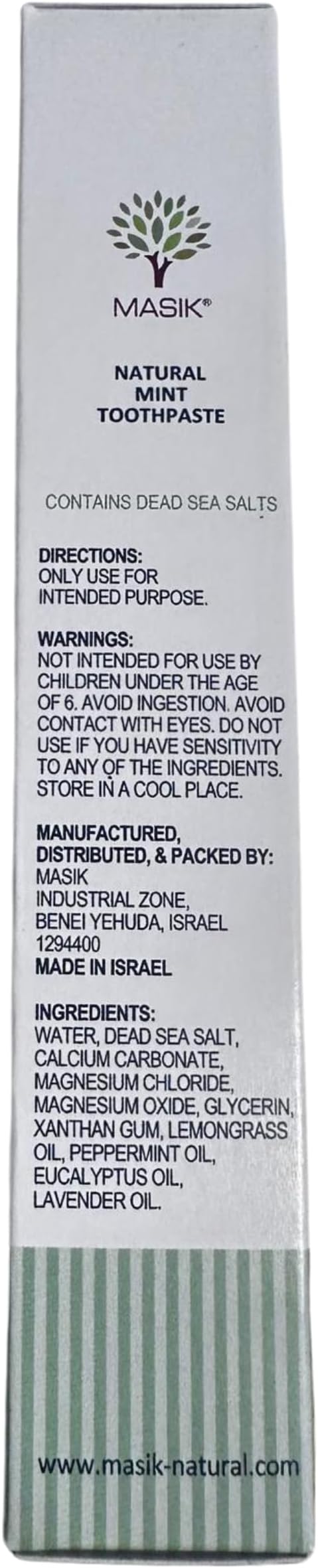 Masik Natural Toothpaste ? Whitening &amp Sensitive Teeth | Dead Sea Salt | Stain &amp Plaque Remover | Bleeding Gums &amp Canker Sore Care | Floride &amp SLS-Free | Non-Foaming | Made in Israel (