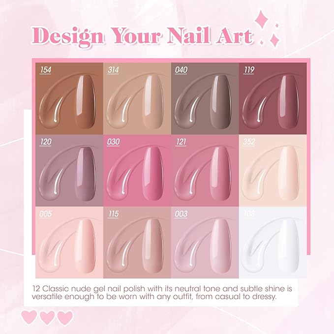 Gellen Gel Nail Polish Kit with U V LED Light 72W Nail Dryer 12 Gel Nail Colors No Wipe Top Base Coat Nail Art Decorations Manicure Tools All-In-One Manicure Kit for Mother's Day Gift