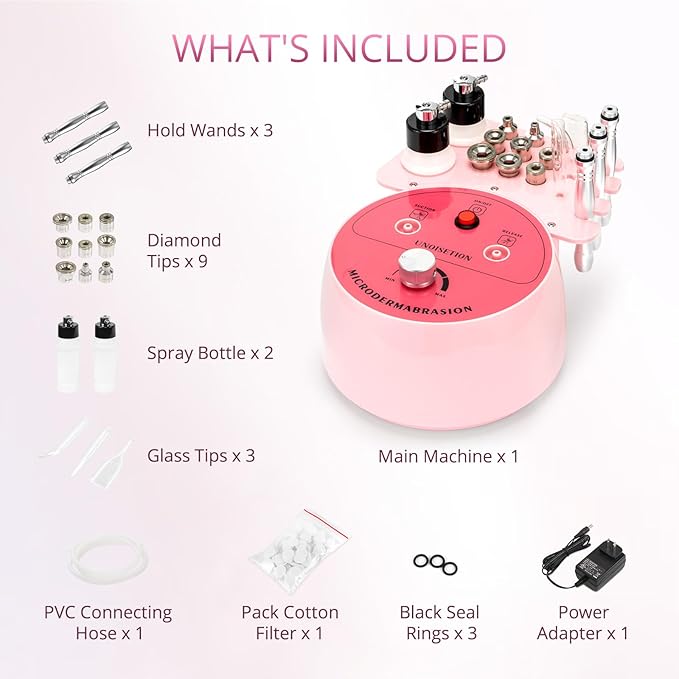 Diamond Microdermabrasion Machine Professional for Facial UNOISETION 3 in 1 Home Microdermabrasion Machine for Skin Exfoliating Blackhead Removal Spray Facial Moisturizing