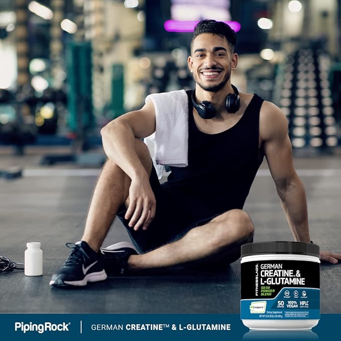 Fitness Labs German Creatine and L-Glutamine | 1.1 lbs | Monohydrate and Creapure Powder | Vegan Fitness Supplement