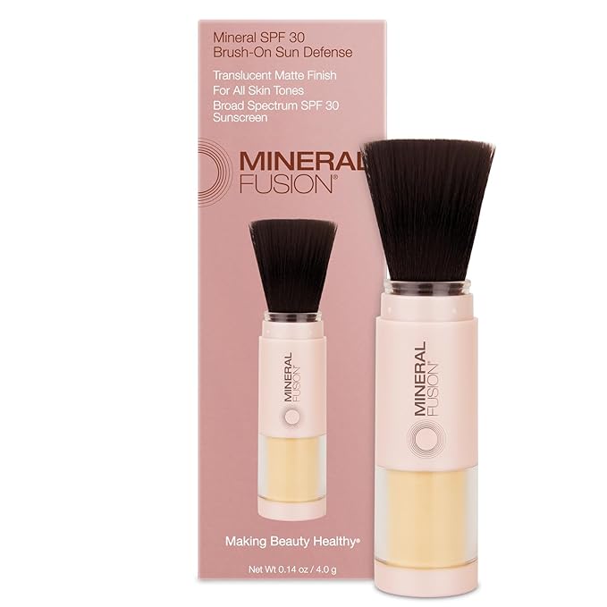 Mineral Fusion Brush-On Sun Defense SPF 30 UVA and UVB Protection No Parabens Gluten Free Vegetarian No Phthalates Hypo-allergenic 0.14 Ounce (Pack of 1)