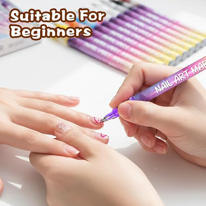 12 Colors Nail Art Pens Set Nail Art Markers Polish Pen for 3D Nail Art Drawing Painting Liner Brush for DIY Nail Art Beauty Adorn Manicure Tools (36 colors)