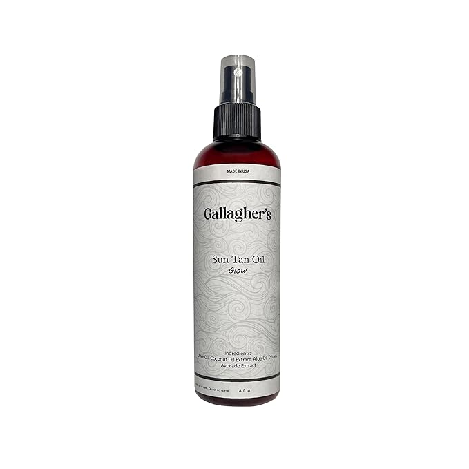 Gallagher's Natural Sun Tan Oil with Aloe Olive Coconut and Avocado Oil. 8 oz