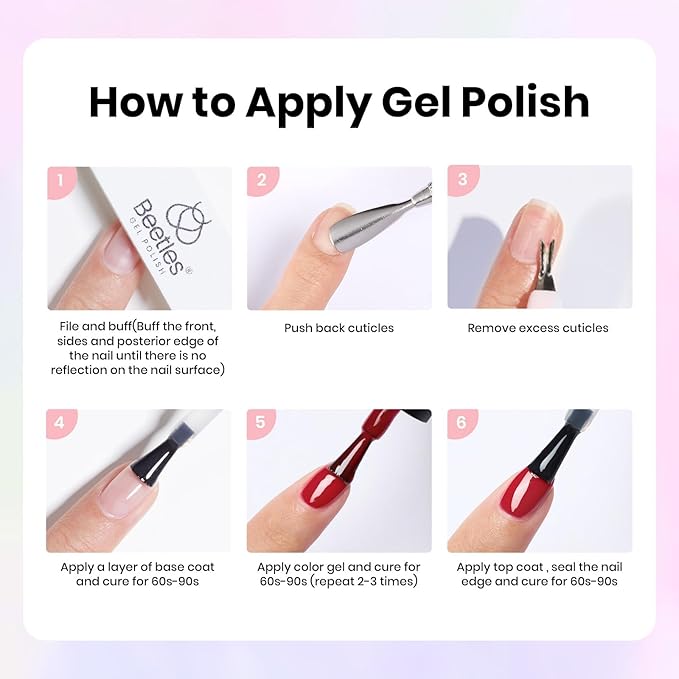 Beetles Gel Nail Polish Kit with U V Light 55 Colors Gel Polish 81 Pcs Nail Stuff Kit for All Seasons with Base and Matte&ampGlossy Top Coat Color Enchantment Plus Soak Off Gifts for Women Girls Tee