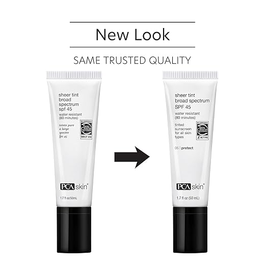 PCA SKIN Sheer Tint Broad Spectrum SPF 45 - Universally-Tinted Water-Resistant Hydrating Sunscreen for Use Alone or Under Foundation &amp Makeup (1.7 fl oz)