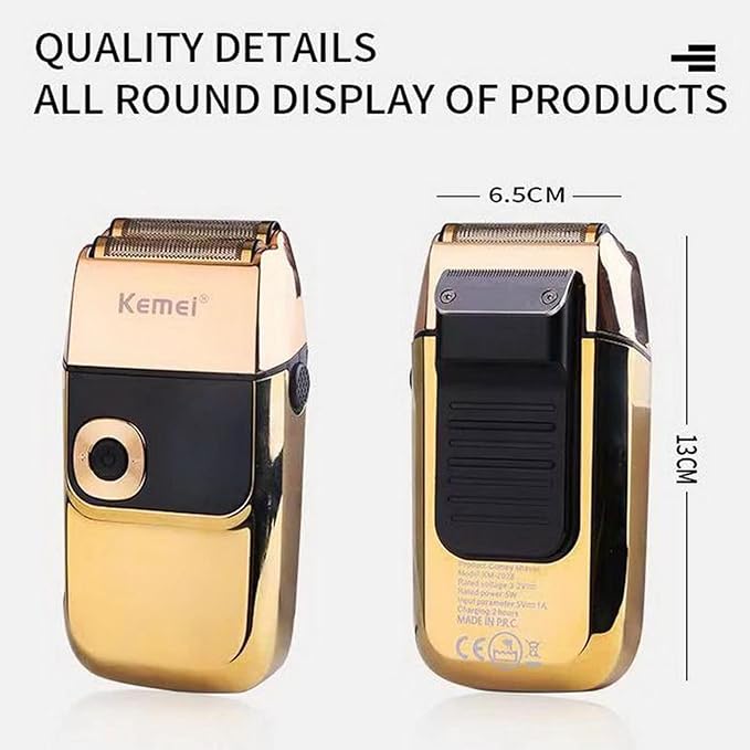KEMEI Electric Razors for Men LCD Display Cordless Men's Razors USB Rechargeable with Pop-up Beard Trimmer Best Worldwide Travel Gift Model KM 2028 Gold