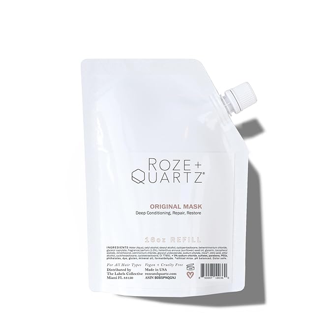 Roze + Quartz® Original Hair Mask ? Deep Conditioning Hair Treatment for Dry Damaged Hair (16 Fl Oz REFILL)