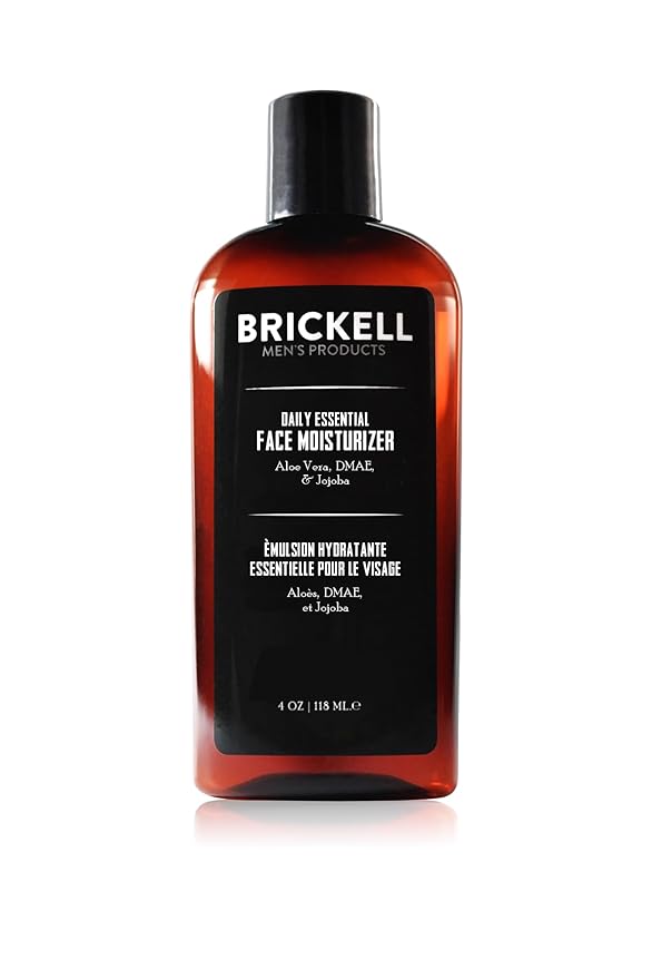 Brickell Men's Daily Essential Face Moisturizer for Men Natural and Organic Fast-Absorbing Face Lotion with Hyaluronic Acid Green Tea and Jojoba 4 Ounce Unscented