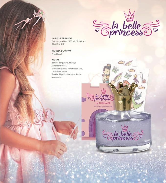 Terramar La Belle Princess Girls' Cologne 3.38 fl. oz. Fruity Floral Fragrance with Crown Cap