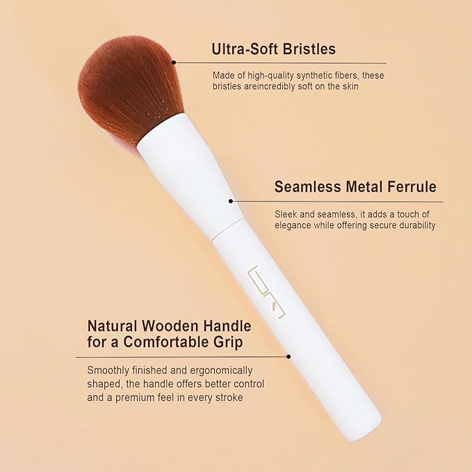 Makeup Brushes Set 12Pcs Professional Kabuki Foundation Eyeshadow Blush Blending Lip Full Face Cosmetic Kit W/Makeup Brush Set with Holder(White)
