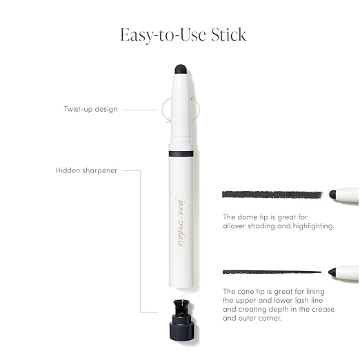 Jane Iredale ColorLuxe Eye Shadow Stick Multi-Use Cream to Powder Formula with Sharpener Highly Pigmented Buildable Long-Wear Vegan Cruelty-Free