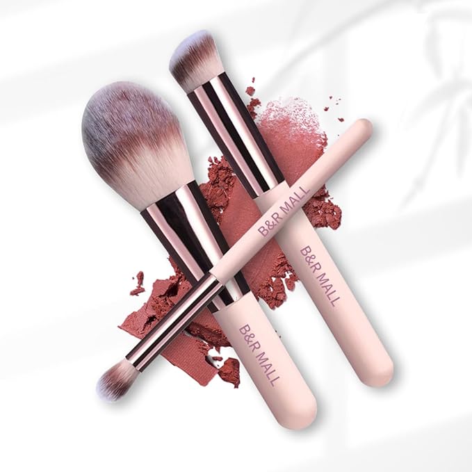 B&ampR MALL Makeup Brush Set with LED Mirror ? Supper soft Brushes for Flawless Foundation Concealer Eyeshadow &amp More | Lightweight Versatile Perfect for On-the-Go Touch-Ups (Champagne Gold)
