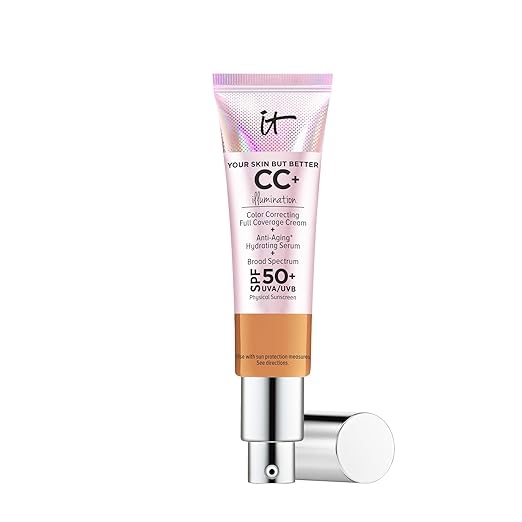IT Cosmetics CC+ Cream Illumination - Radiant Full Coverage Foundation With SPF 50+ Color Corrector &amp Hydrating Anti-Aging Serum Hydrolyzed Collagen + Peptides Normal to Dry Skin - 1.08 fl oz