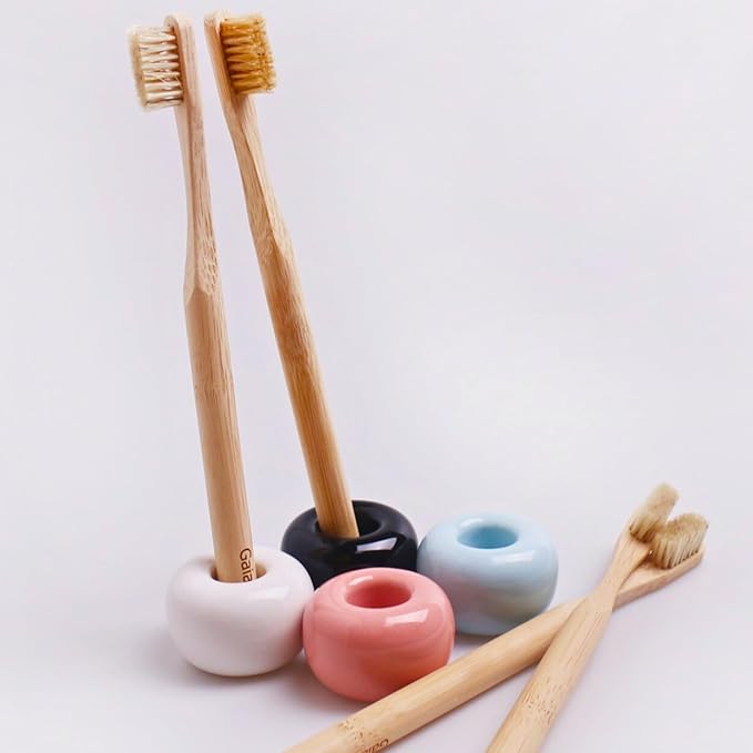 Gaia Guy Natural Bristle Bamboo Toothbrush (NO Nylon - Boar Hair ONLY) - Totally Compostable &amp Biodegradable Boar Bristle and Bamboo Toothbrushes - Zero Waste - 6-Pack