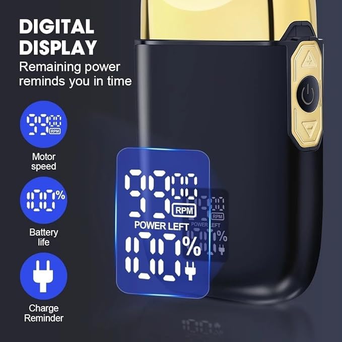 Men's Shaver Shaving Machine Men Electric Shaver Hair Clipper Rechargeable Metal Housing Pro Electric Shaver for Men Electric Home(Golden)