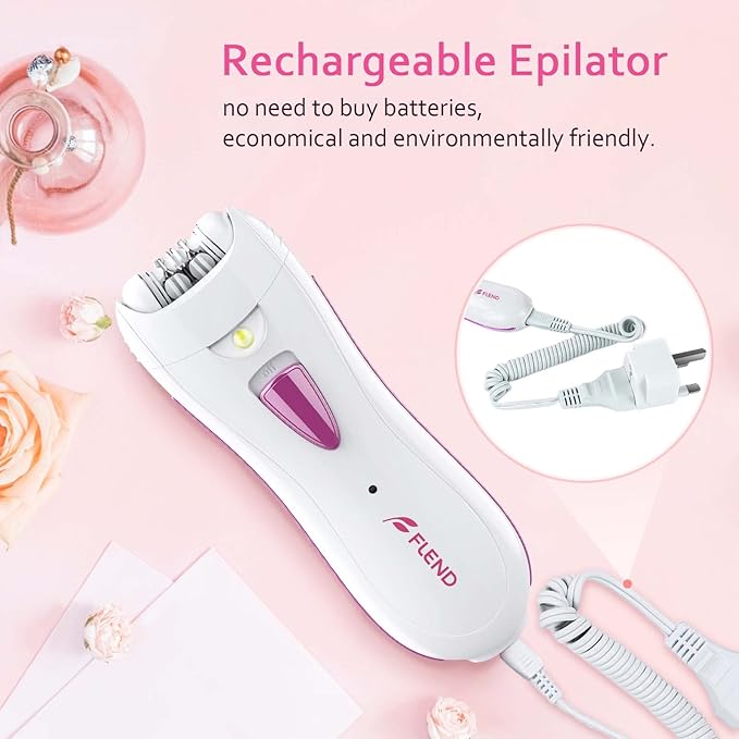 Epilator for Women Smooth Glide Epilator Facial and Body Hair Remover with LED Light Rechargeable Hair Removal Device for Face Bikini Armpits Arms and Legs