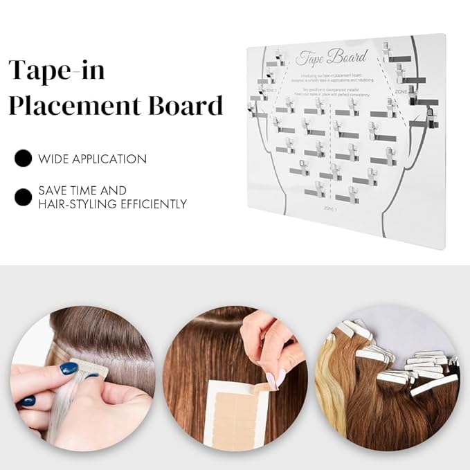 Tape Placement Board with 25 Clips Acrylic Hair Extensions Hanger Carrier with Head Chart Hair Display Holder Rack for Tape In Hair Extensions Hairpin Hair Styling Hairdressing