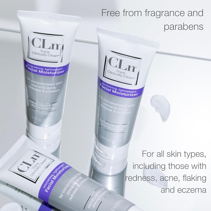 CLn® Facial Moisturizer - Soothes &amp Calms Skin Helps Reduce Appearance of Redness Locks in Moisture without Clogging Pores Dermatologist &amp Clinically Tested 3.4 oz.