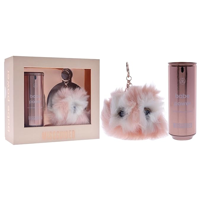 Missguided Babe Power - Floral Fruity Fragrance For Women - Top Note Of Rhubarb - Middle Notes Of Jasmine And Peony - Base Note Of Musk - 2.7Oz Edp Spray And Pom Pom Keyring - 2 Pc Gift Set