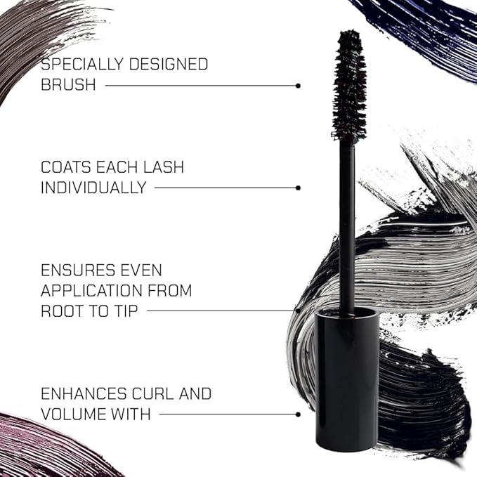 Radiant Professional Lengthening Mascara with silicone brush ? Smudge-Proof Curl Mascara Volume and Length for Sensitive Eyes Cruelty Free Ideal for Mature &amp Young Women 0.43 oz (03 Blue)
