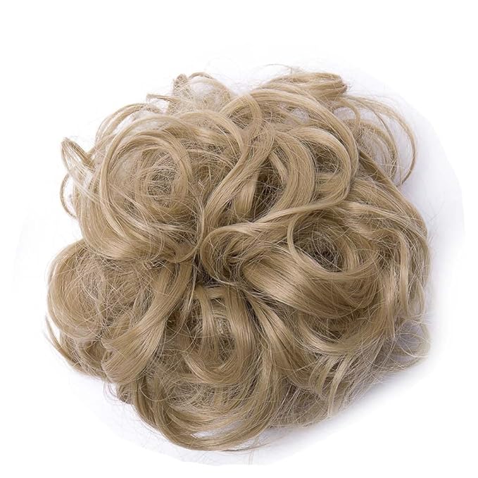EARSHOT Hair Buns Hair Piece 80cm Women's Synthetic Bun Messy Bun with Elastic Band Hair Bun Curl Wig Ponytail Extension Hair Extensions Wig Hair Accessories For Girls (Color : Ash blonde)