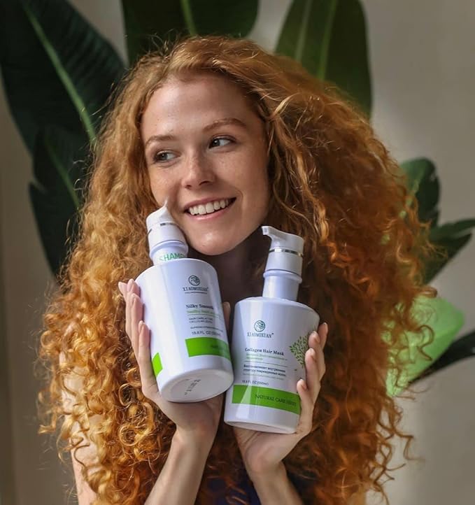 Xiaomoxuan Organic Plant-Based Collagen Hair Mask with Tea Tree Oil for Dry Damaged Frizzy Hair - Split End Repair Treatment Hydrating &amp Strengthening