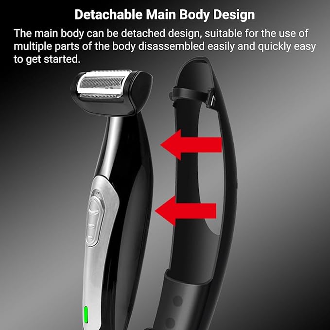 Multi Fuctional Chest Back Shavers for Men Wet Dry Use Back Extreme Reach Removable Handle Shavers