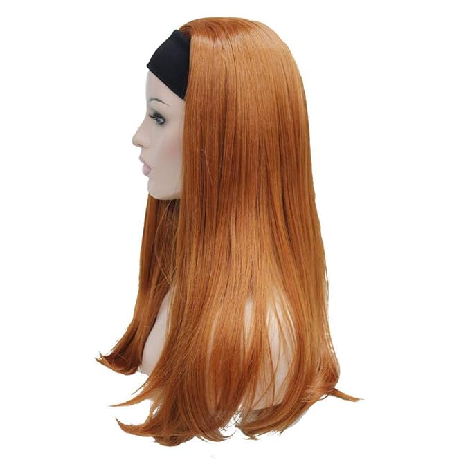 Aimole Long Straight 3/4 Women's Wigs Hair Piece Synthetic Hair with Black Headband (130A)