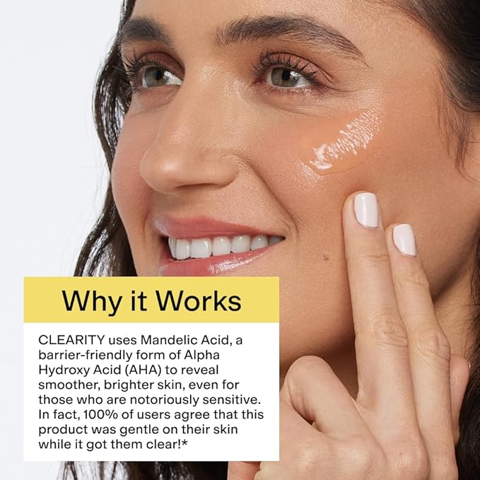 CLEARSTEM - CLEARITY The Blackhead Dissolver Mandelic Acid Serum - Vitamin C Turmeric Collagen Boost - All Skin Types - Facial Skin Care Products - Gluten Free Cruelty Free - 1 fl oz / 29ml