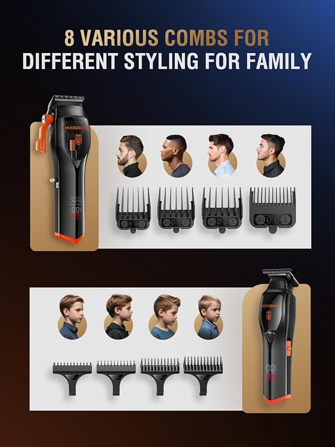 Professional Hair Clippers for Men 9000 RPM Magnetic Motor DLC Blades Cordless Hair Cutting Clippers and Trimmers Set Haircut Kit Perfect for Barber Fades Christmas Gifts for Men