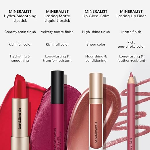 bareMinerals Mineralist Lip Gloss-Balm Hydrating Lip Gloss + Balm Hybrid Sheer Glossy Lip Balm No Stickiness Improves Lip Smoothness Vegan
