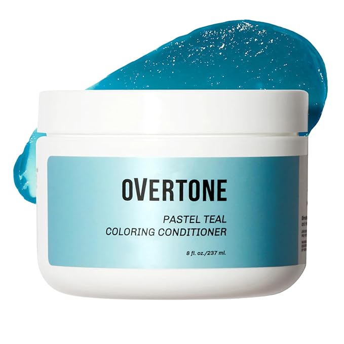 Overtone Semi Permanent Hair Color Conditioner Pastel Teal 8 oz Nourishing Damage-Free Color Depositing Mask for All Hair Types with Shea Butter &amp Coconut Oil Vegan &amp Cruelty-Free