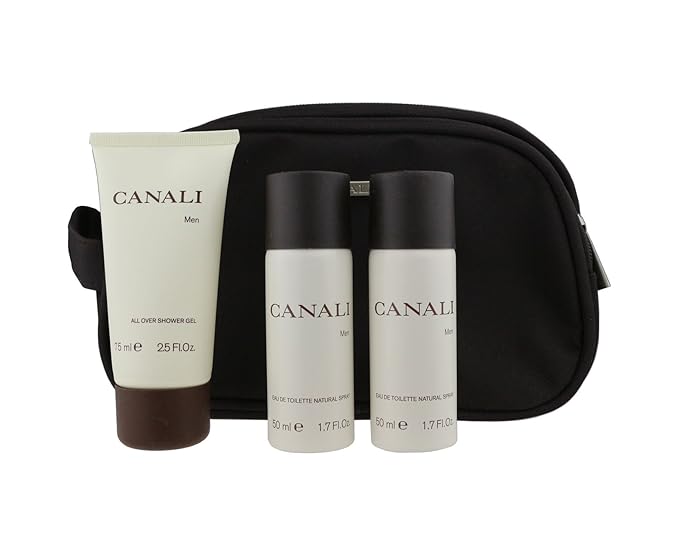 Canali for Men Gift Set - 3.4 oz EDT Spray + 2.5 oz Shower Gel + Deluxe Pouch