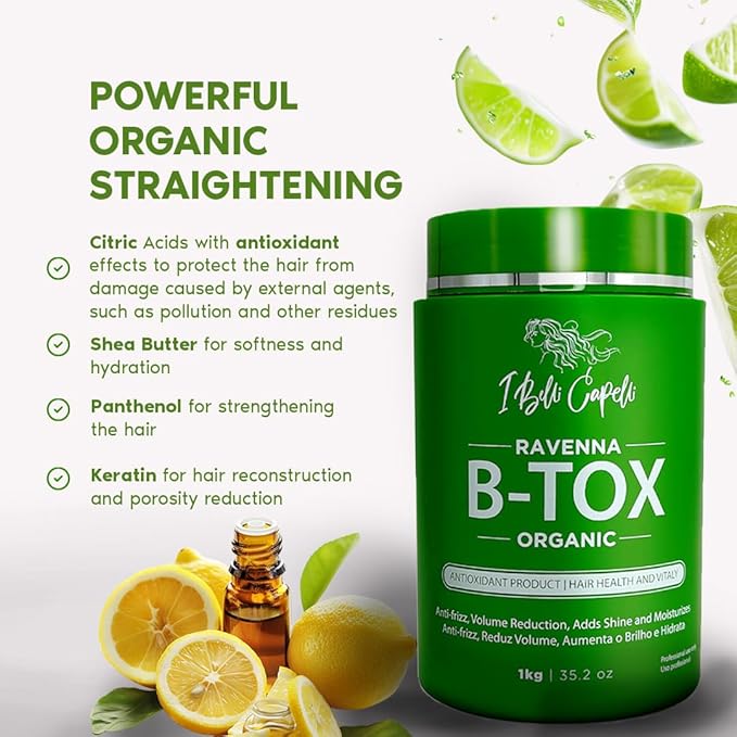 I Belli Capelli Ravenna Organic Hair B-tox Treatment - Formaldehyde-Free Anti-Frizz Smoothing for Hair - 35.2 oz (1kg)