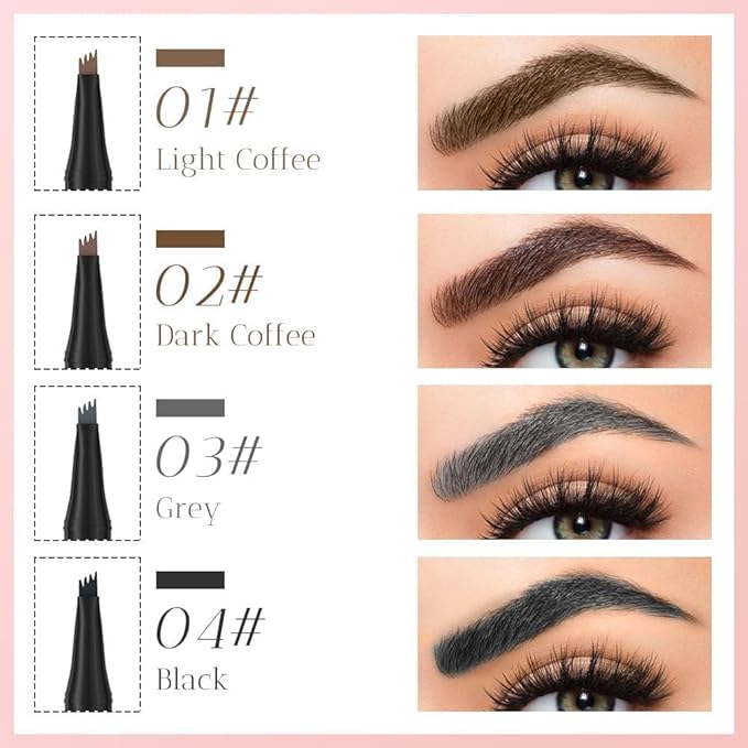 2026 New Microblading Eyebrow Pen Waterproof Eyebrow Pencil Eye Brow Pen with 4 Tip Premium Natural Magic Eyebrow Makeup Fine Stroke Contouring Pencil Long-Lasting Stay on All Day (Light Brown)