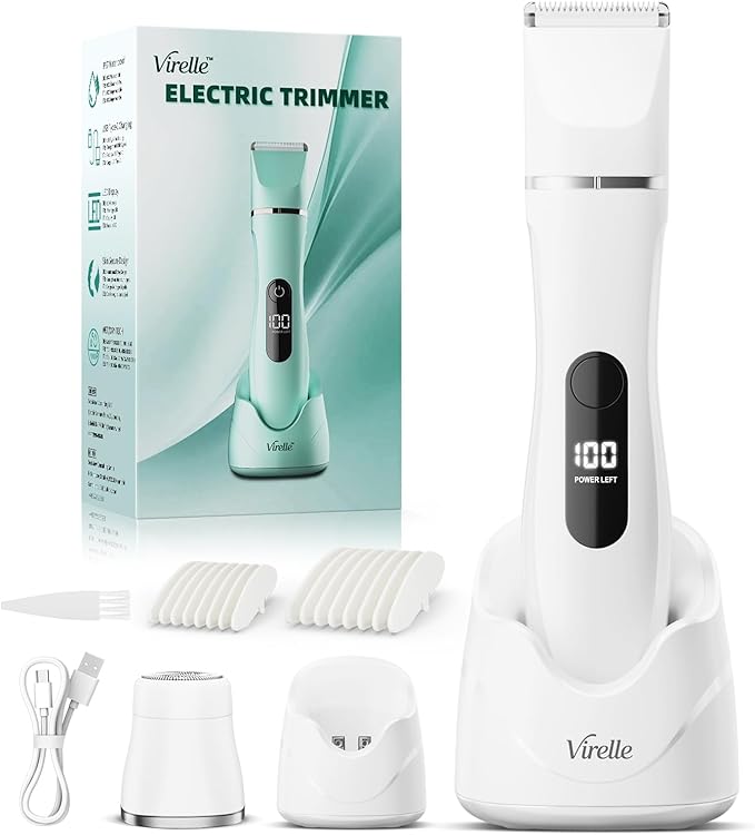 Bikini Trimmer for Women - Painless Waterproof Electric Razor Remover Foil Shaver for Leg Body Armpit &amp Facial Hair Cordless with Ceramic BladeUSB Charging Dock Travel Size Gifts for Her Iv