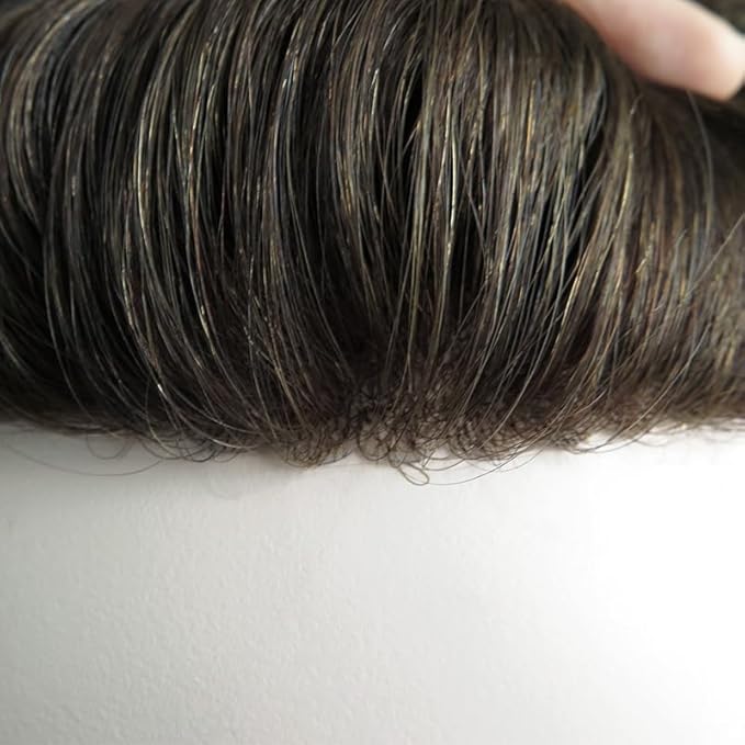 Mens Toupee Human Hair Pieces Durable Hair Replacement Systems for Men Wigs Fine Mono Hair Unit Bond #3