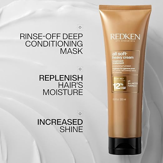 Redken All Soft Heavy Cream Mask Treatment- Moisturizing Deep Conditioner Treatment For Dry Hair Softens and Smooths Hair With Argan Oil