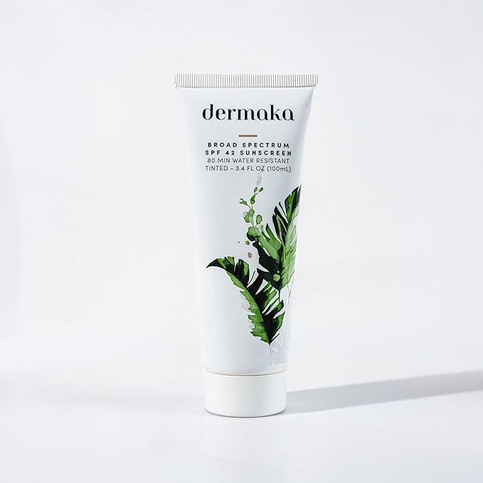 Dermaka Sunscreen SPF 42 for Face &amp Body ? 2-in-1 Lightly Tinted Mineral Sunscreen with Zinc Oxide &amp Titanium Dioxide ? Skin Soothing Water-Resistant 80 Min 3.4 oz