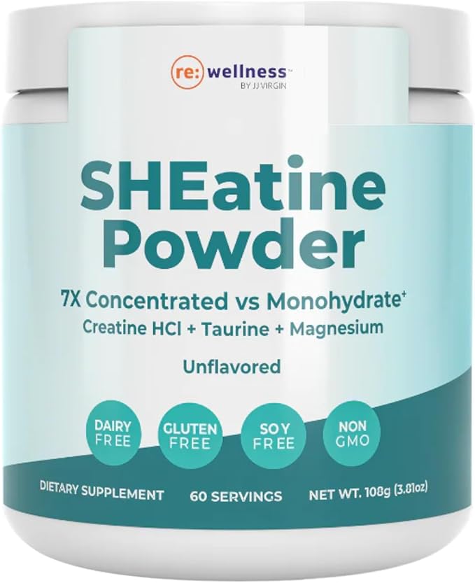 Reignite Wellness by JJ Virgin | SHEatine Powder | Creatine Trifecta for Powerful Aging | Creatine HCL Taurine &amp Magnesium Glycinate | Unflavored 60 Servings