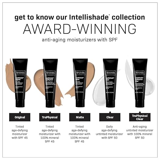 Revision Skincare Intellishade® TruPhysical SPF 45 100% Mineral Sunscreen for Face Anti-Aging Moisturizer with SPF and Vitamin C Tinted Sunscreen for Sensitive Skin 1.7 oz