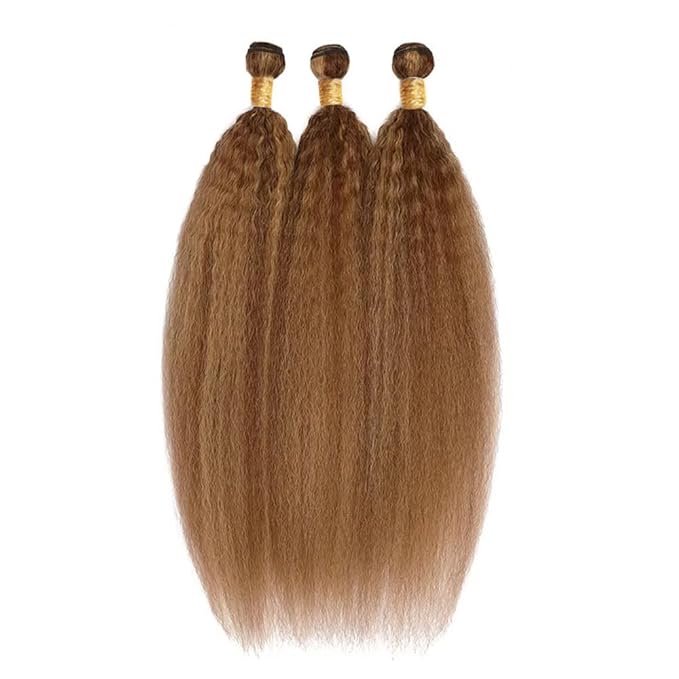 34 34 34 Inch P4/27 Honey Blonde Bundles Human Hair Brown Kinky Straight 3 Bundles Unprocessed Brazilian Virgin Remy Hair Double Weft Weave Human Hair Extensions