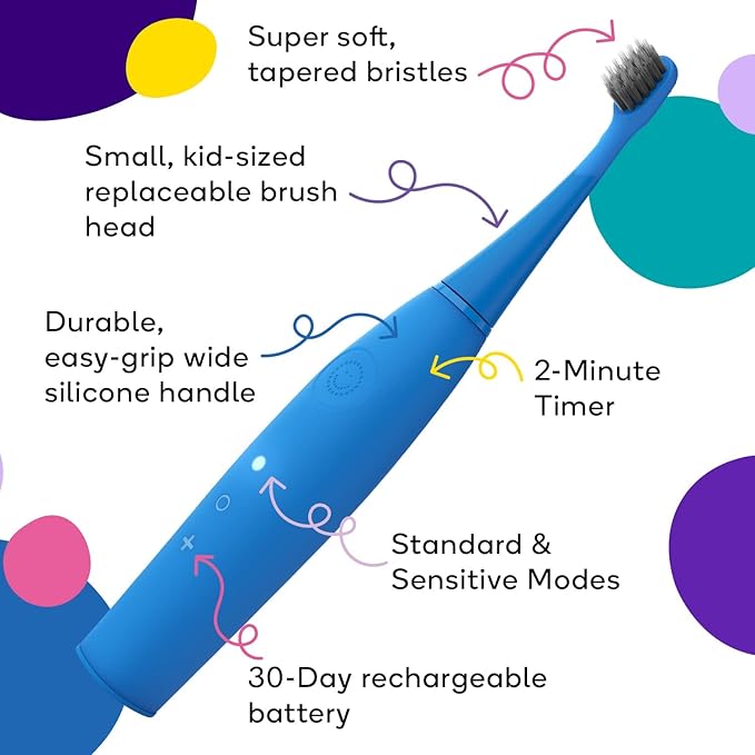 BURST Genuine Replacement Heads for Kids Electric Toothbrush (Seafoam Teal/3 Pack) | Perfect Fit | Ultra Soft Bristles | 9 Months of Supply