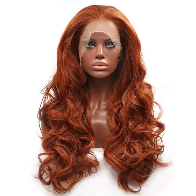Xiweiya Long Brown Red Wig Long Wavy Free Part Auburn Red 13x3 Lace Front Wigs Natural Hairline Wear and Go Wigs Ginger Hair wig Heat Resistant Wigs 180% Denisty Wig for Women 24inch